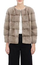 Load image into Gallery viewer, Colour-Blocked Mink Fur Bomber Jacket Pietra
