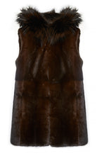 Load image into Gallery viewer, Mink Fur Gilet with Fox Fur Hood
