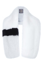 Load image into Gallery viewer, arabella womens striped fox fur scarf White & Black Striped Fox