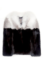 Load image into Gallery viewer, maria womens long fox fur jacket White & Black Striped Fox 5