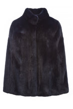 Load image into Gallery viewer, maria womens mink cape with collar Blu 5