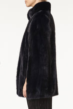 Load image into Gallery viewer, maria womens mink cape with collar Blu 3