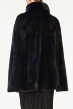 Load image into Gallery viewer, maria womens mink cape with collar Blu 4
