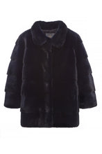 Load image into Gallery viewer, noah womens mink jacket with collar Blu 5