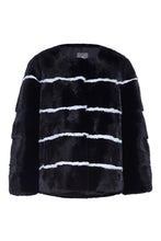 Load image into Gallery viewer, sarah womens striped mink jacket Nero & Bianco Stripes 5