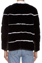 Load image into Gallery viewer, sarah womens striped mink jacket Nero & Bianco Stripes 8
