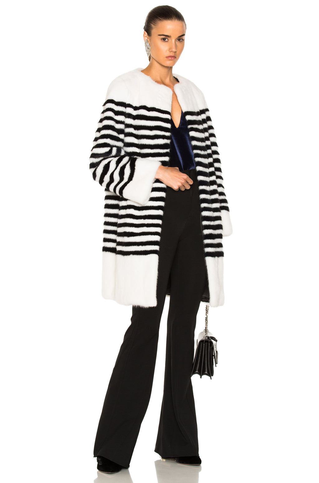 Marilena Striped Mink Fur Jacket