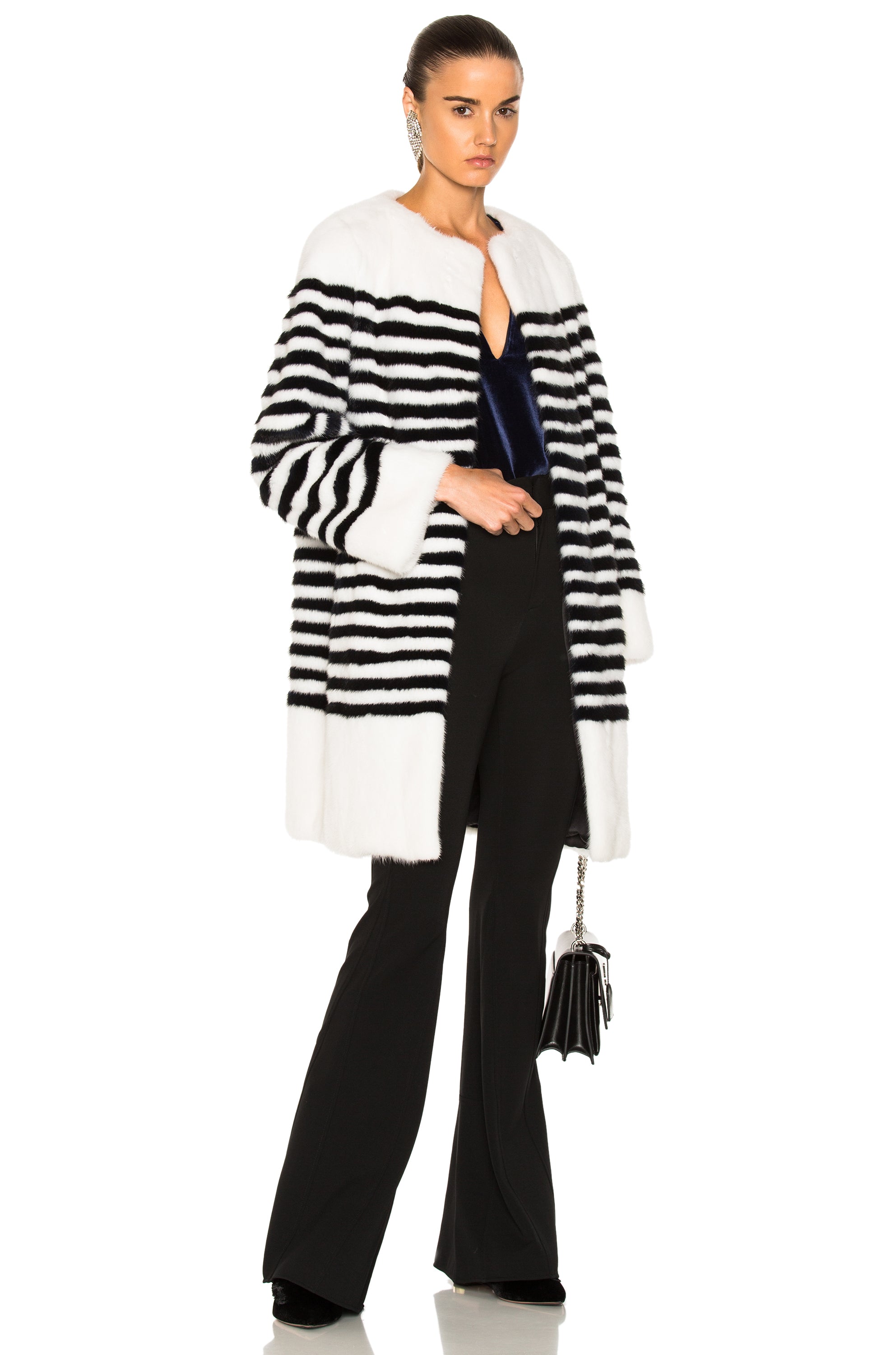 Marilena Striped Mink Fur Jacket
