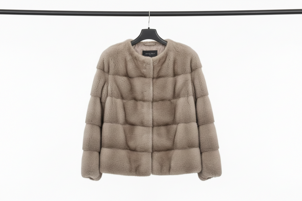 Colour-Blocked Mink Fur Bomber Jacket Pietra