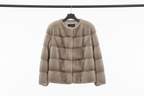 Colour-Blocked Mink Fur Bomber Jacket Pietra