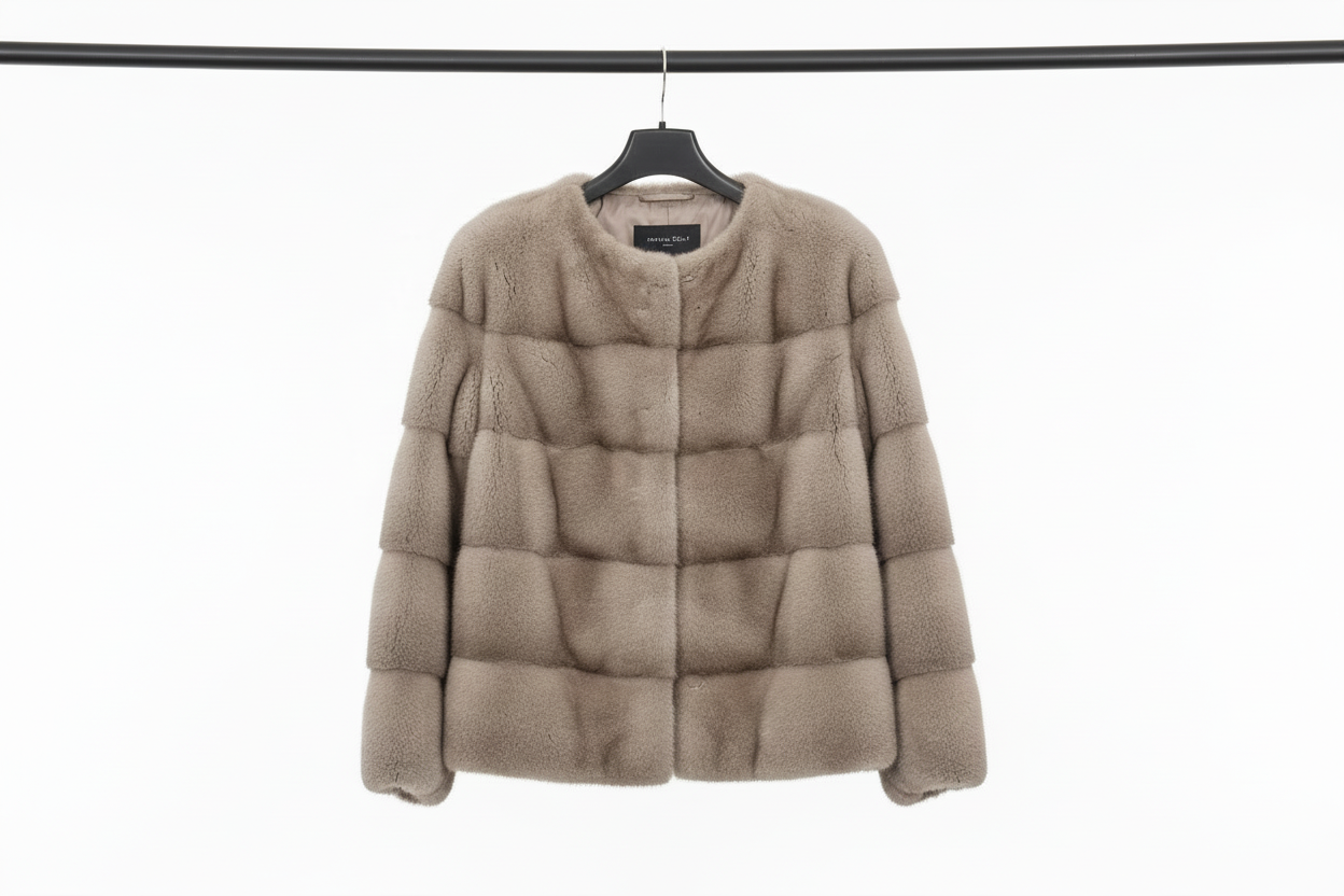 Colour-Blocked Mink Fur Bomber Jacket Pietra