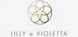 Logo of LILLY e VIOLETTA with a gold circular design showing 2 intersected flowers a lilly and a violet on a white background