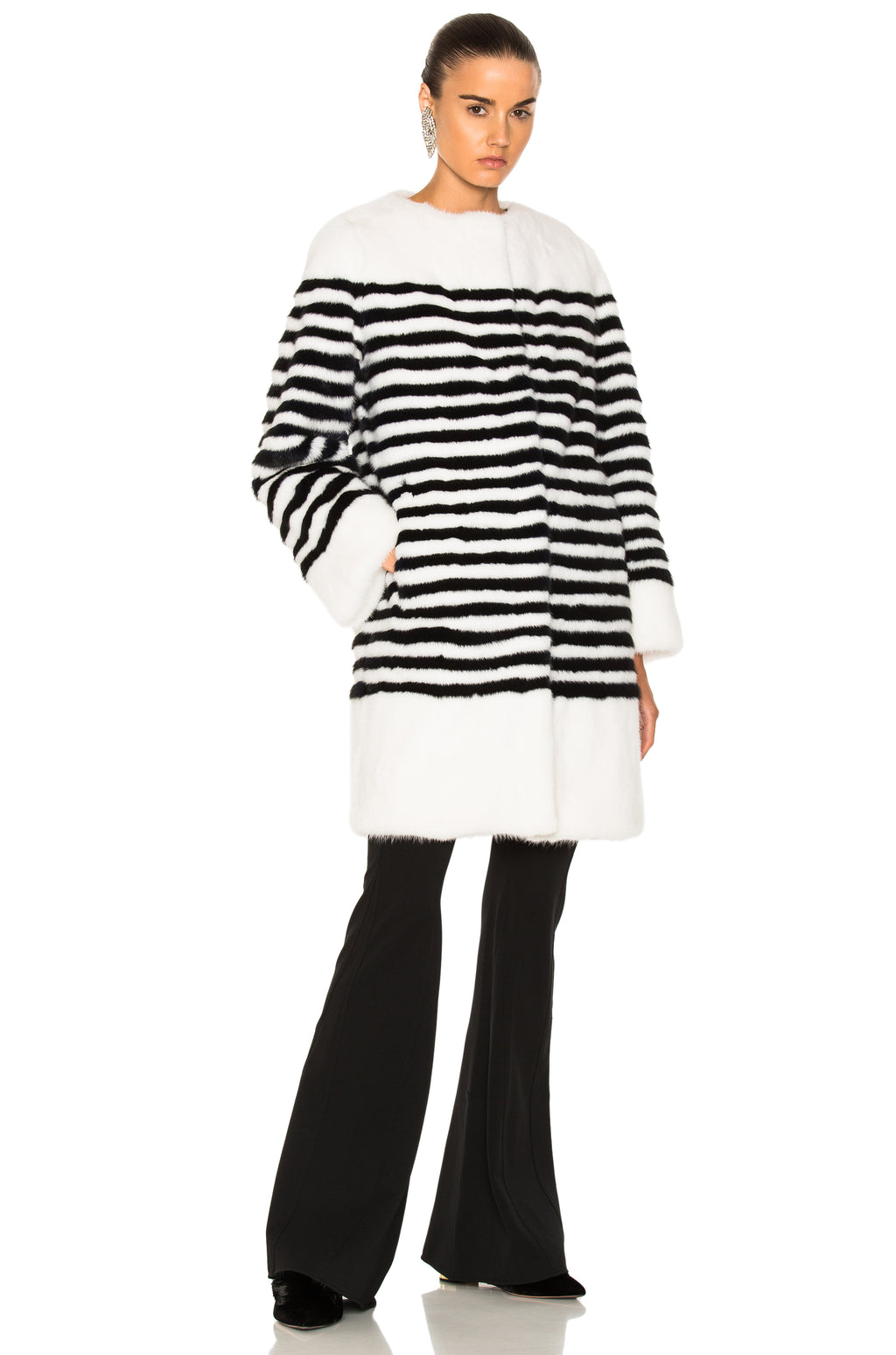 Marilena Striped Mink Fur Jacket
