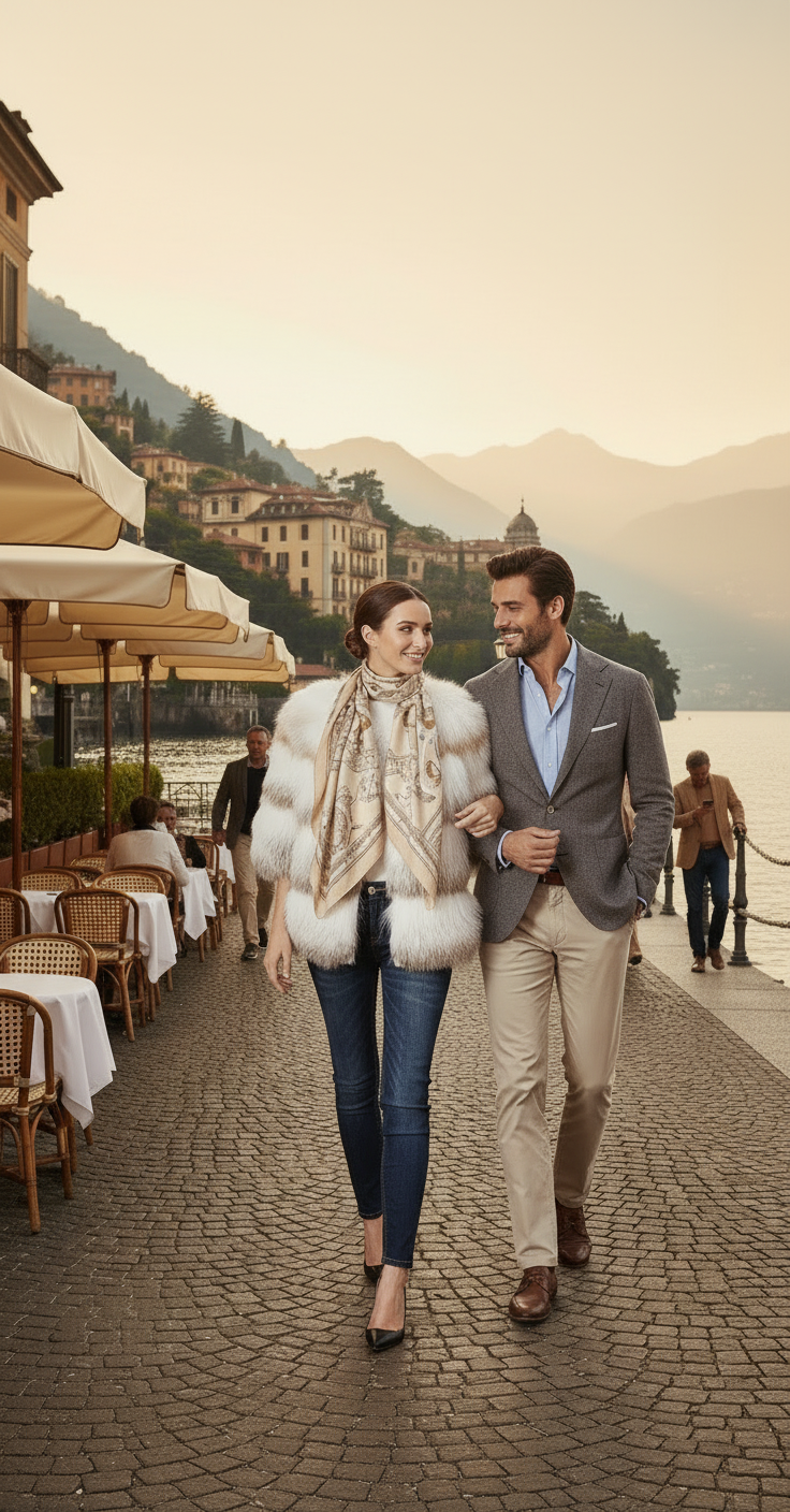 Person wearing a white and beige fur vest from Lilly e Violetta 