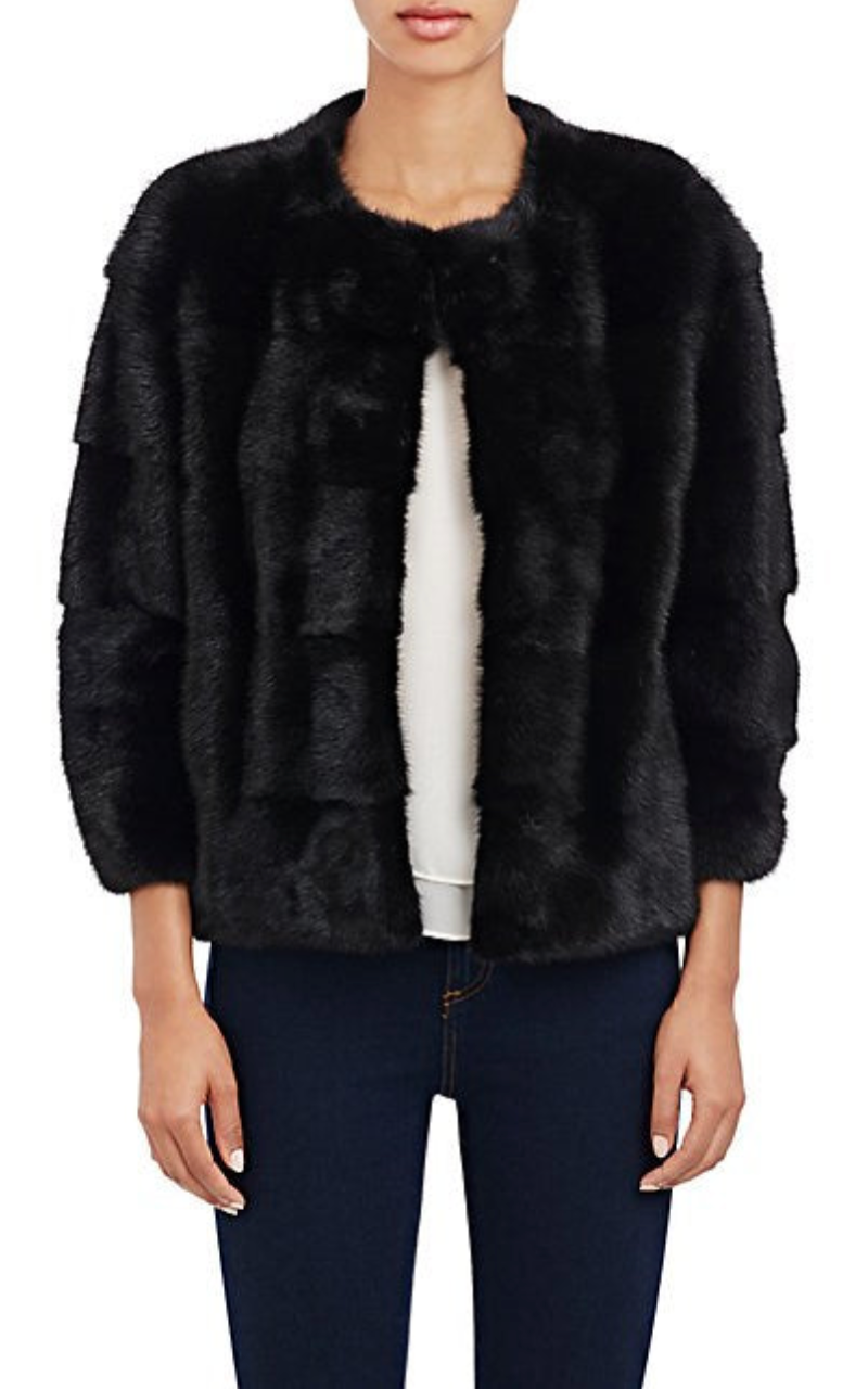 Sarah Mink Fur Jacket Nero