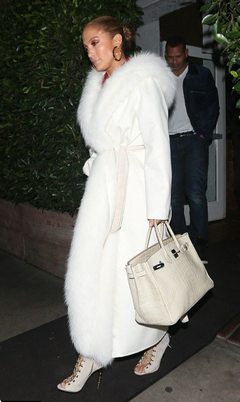 Lara Cashmere Coat With White Fox Fur Collar Hood