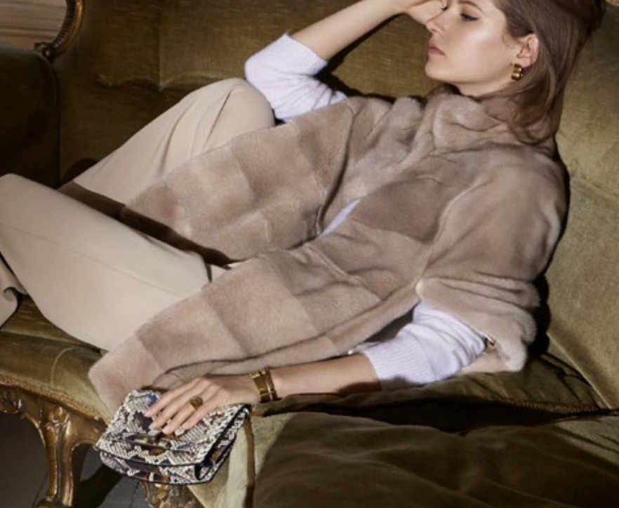 Lauren Mink Fur Cape With Collar