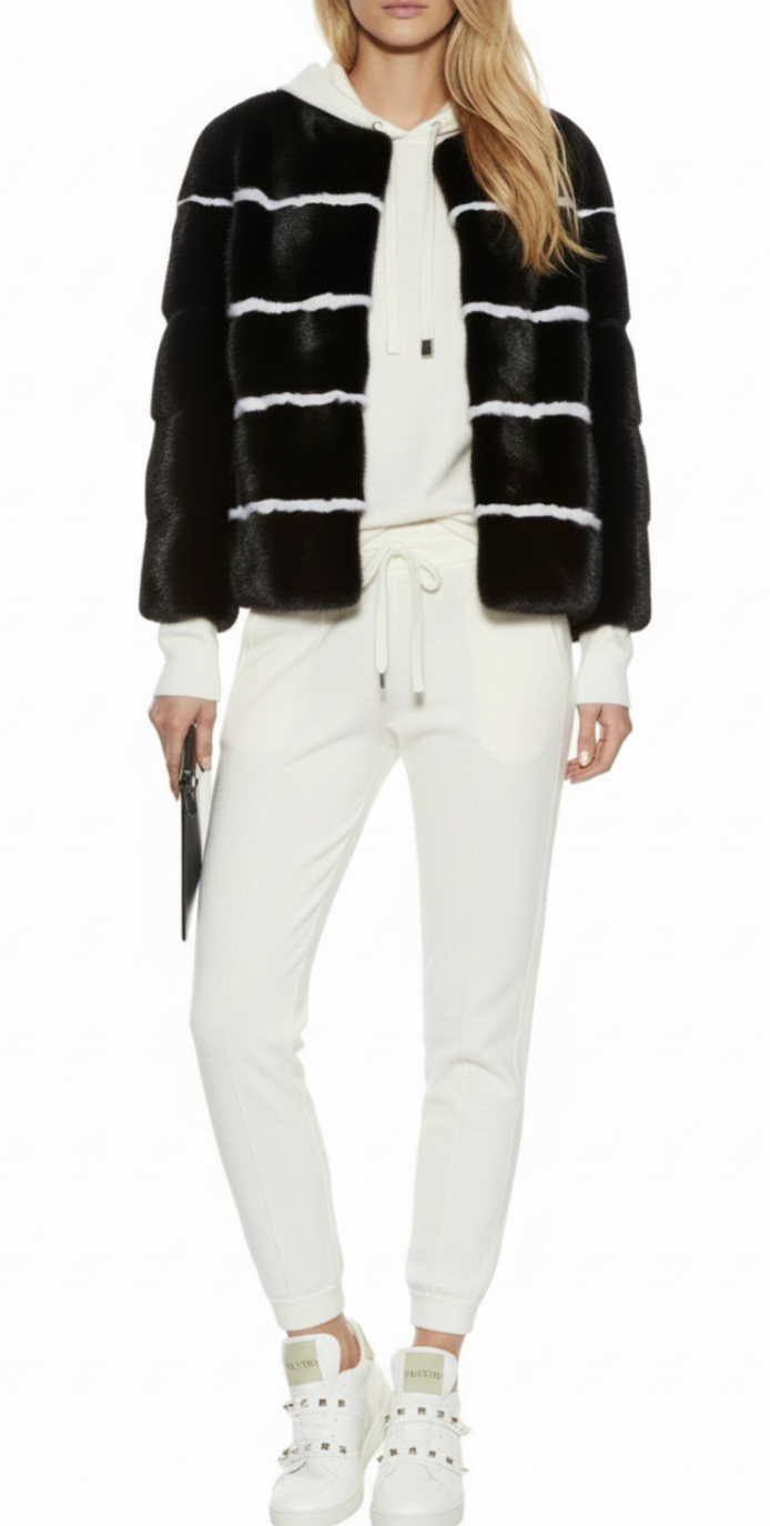 Sarah Striped Mink Fur Jacket
