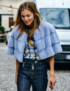 Sarah Mini Mink Fur Jacket Cielo