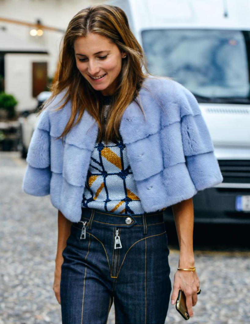 Sarah Mini Mink Fur Jacket Cielo