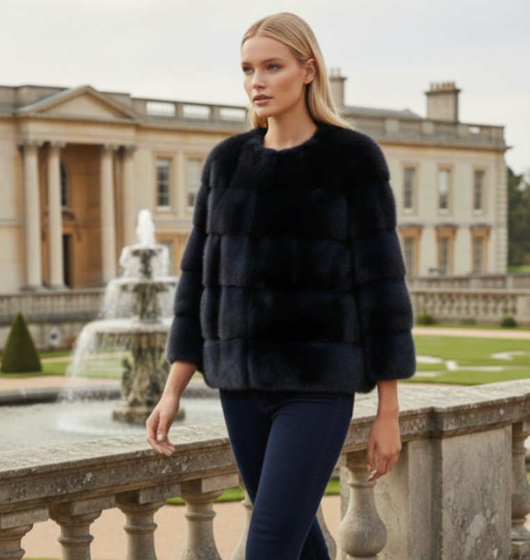 Sarah Mink Fur Jacket Nero