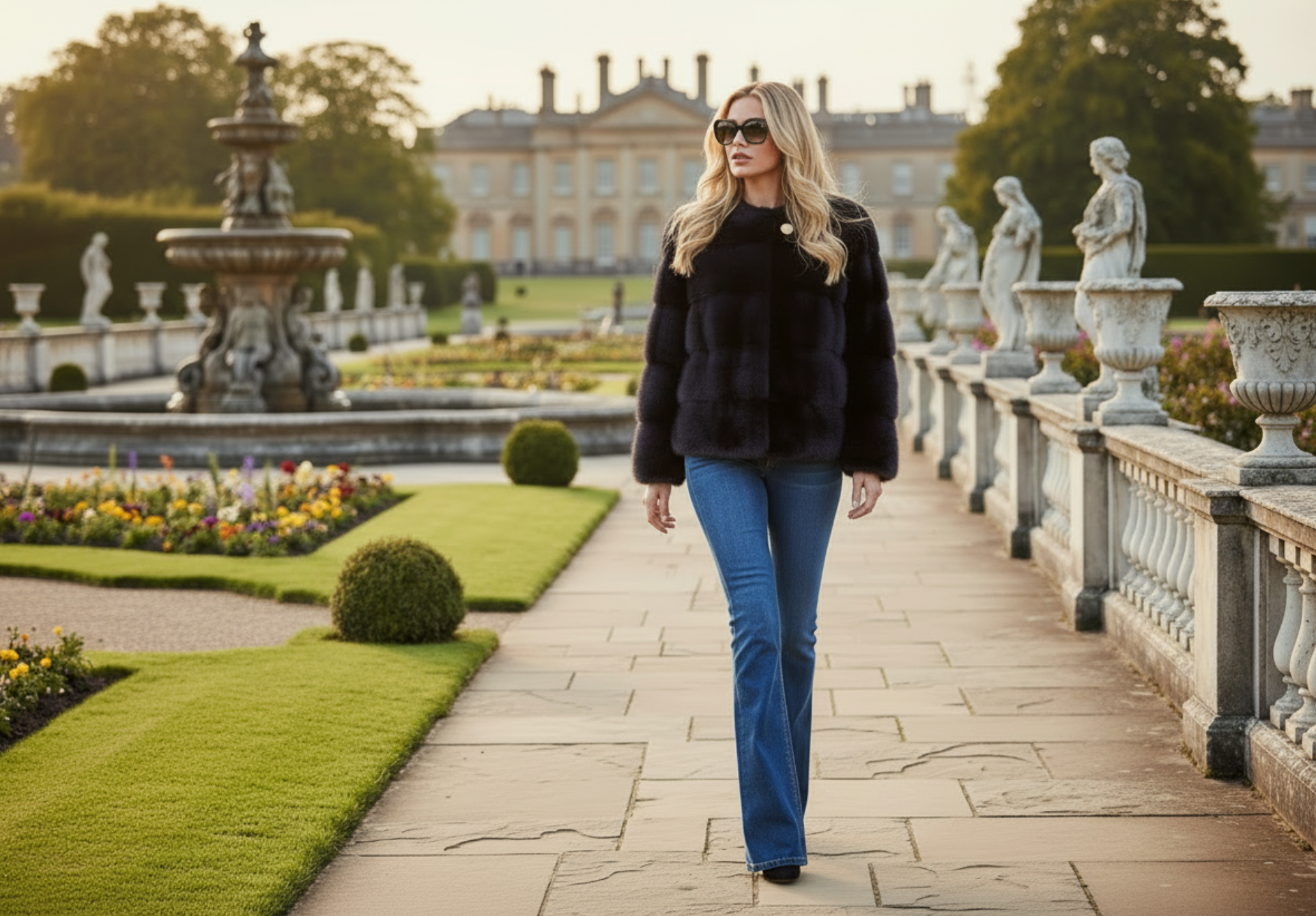 Sarah Mink Fur Jacket Blu