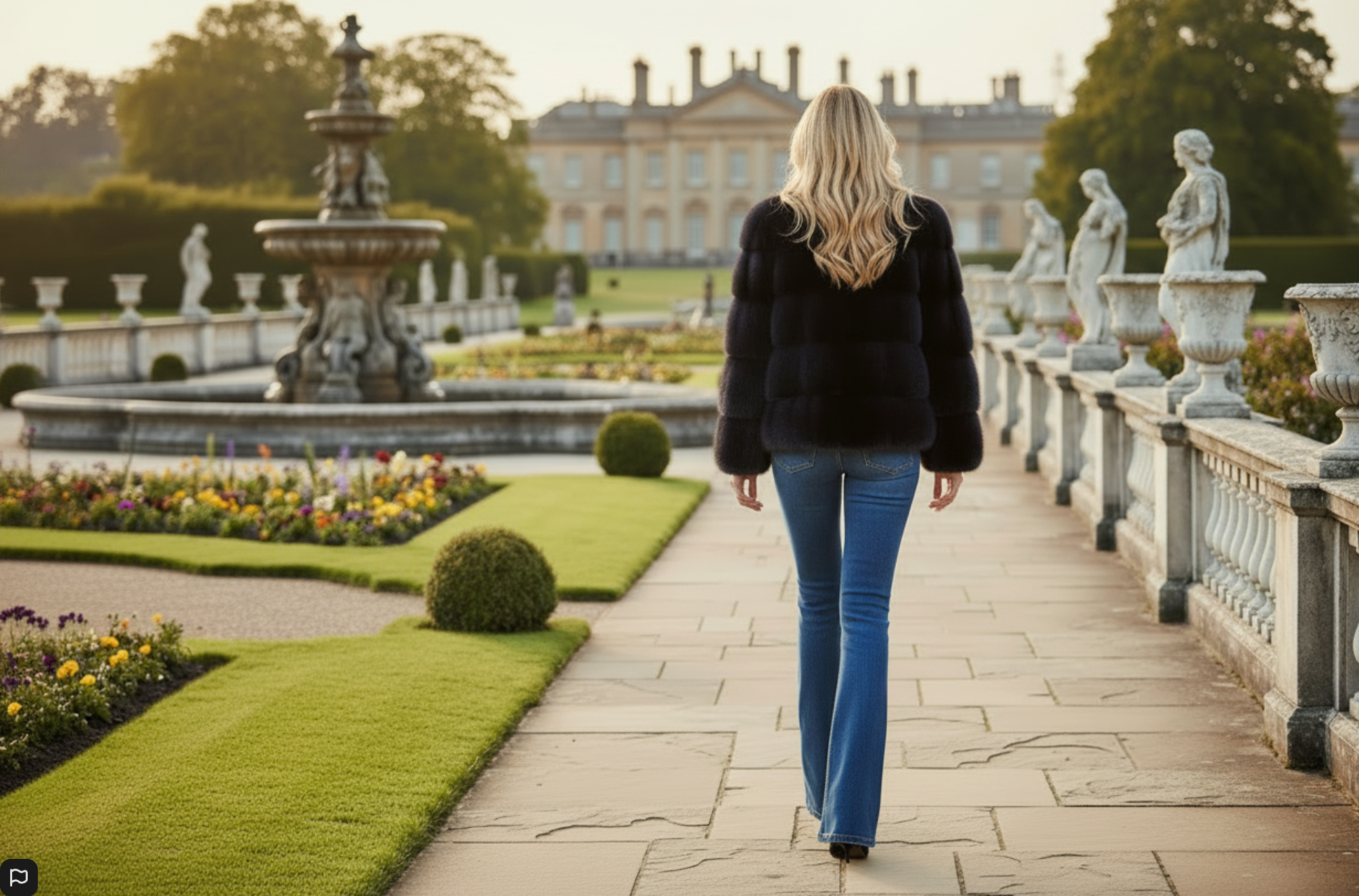 Sarah Mink Fur Jacket Blu