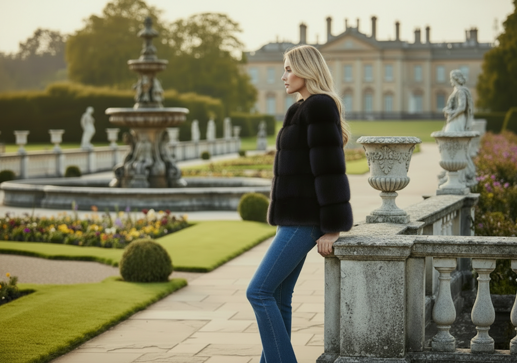 Sarah Mink Fur Jacket Blu