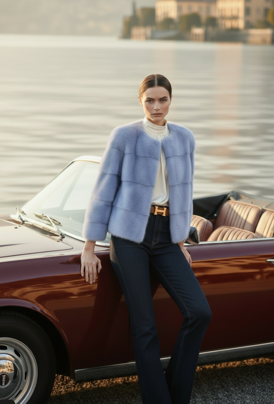 Sarah Mink Fur Jacket Cielo