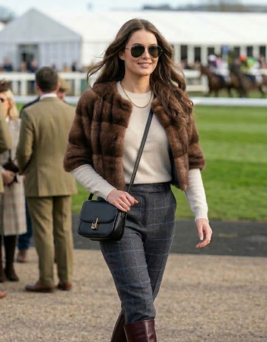 Sarah Mini Mink Fur Jacket Bosco