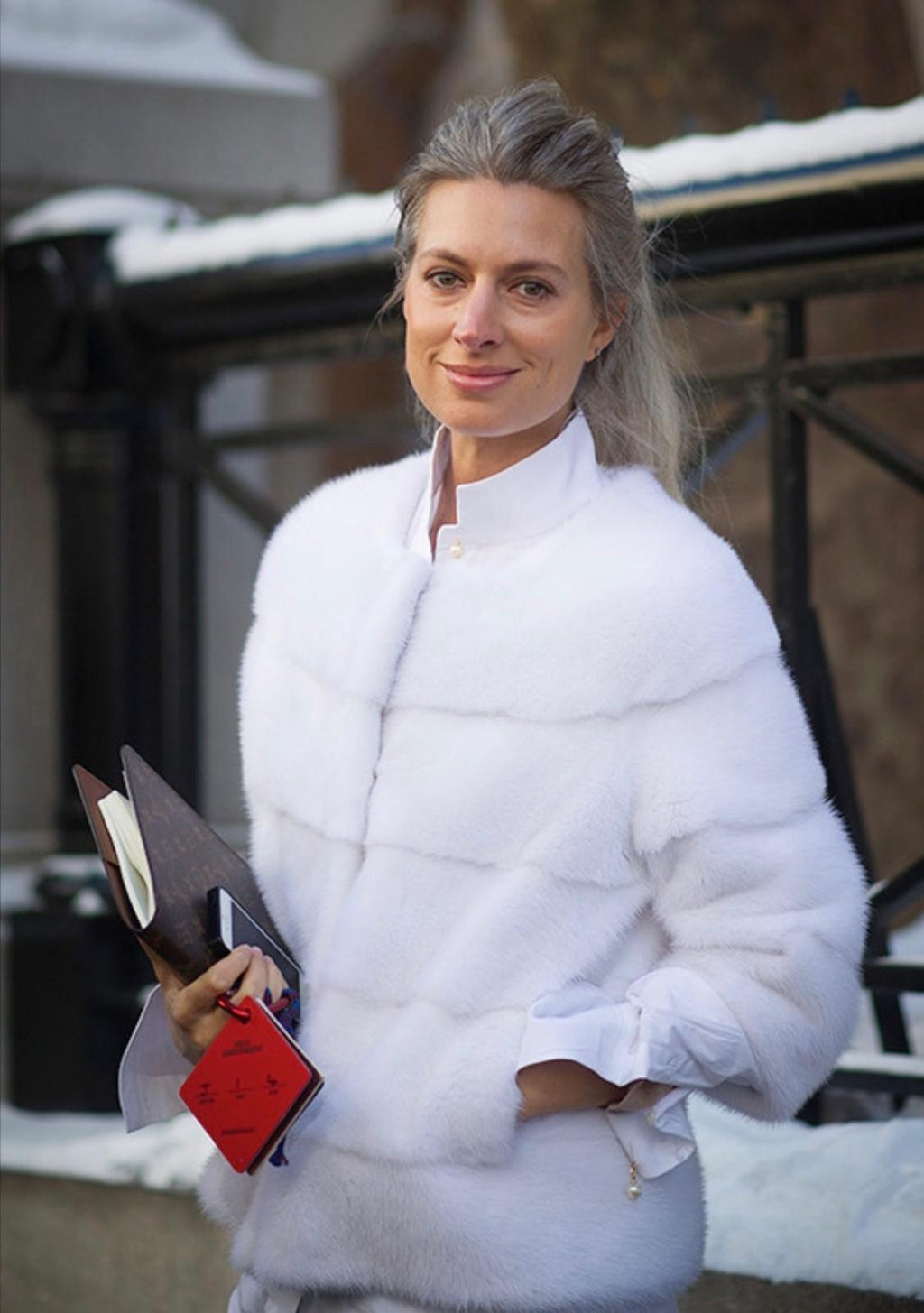 Sarah Mink Fur Jacket Bianco