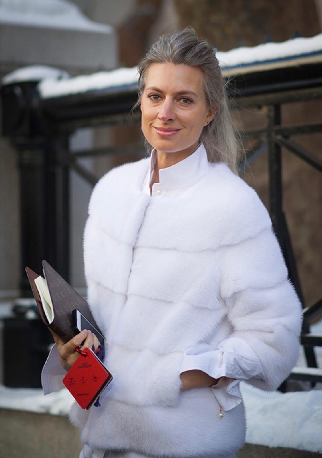 Sarah Mink Fur Jacket Bianco