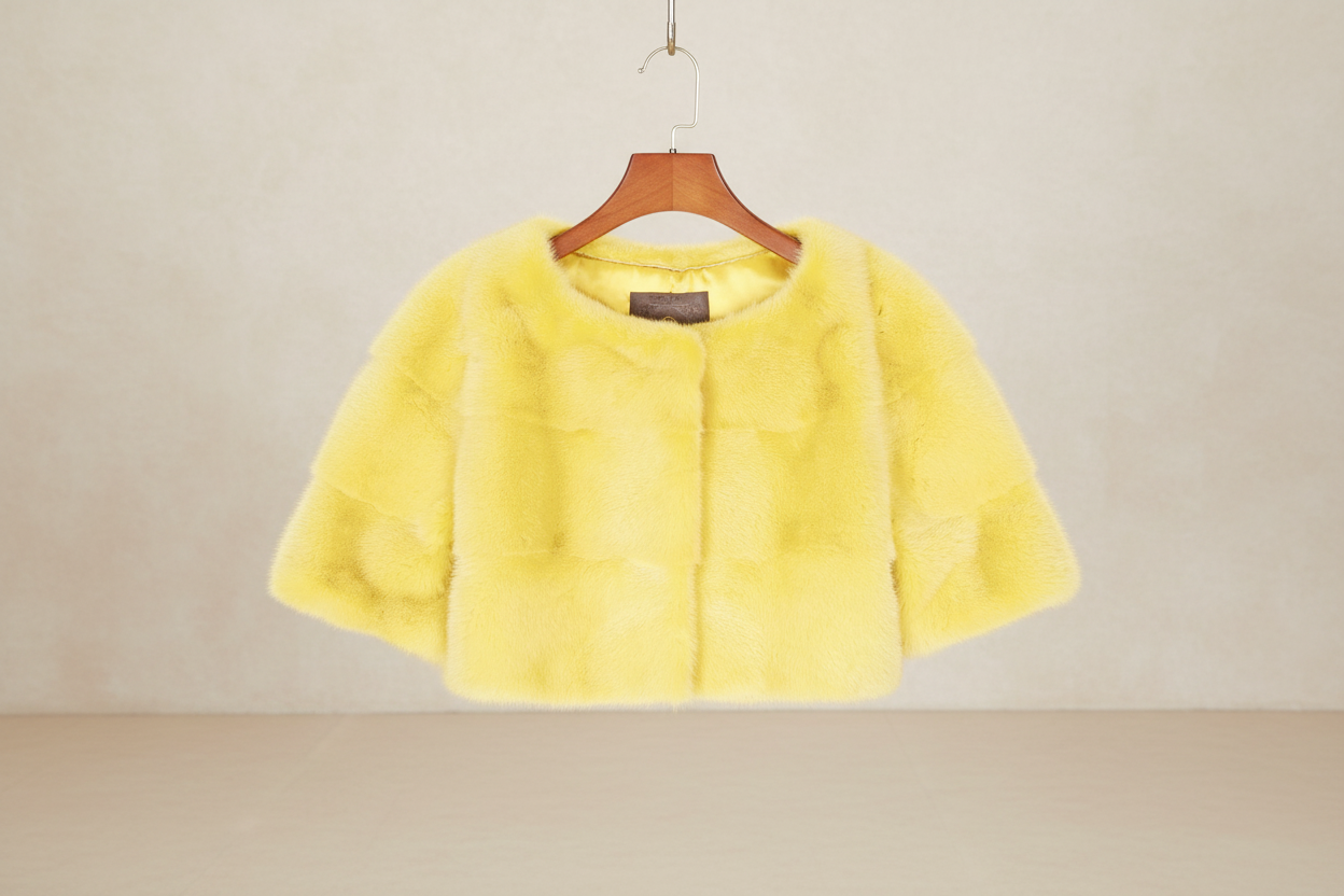 Sarah Mini Mink Fur Jacket Limone
