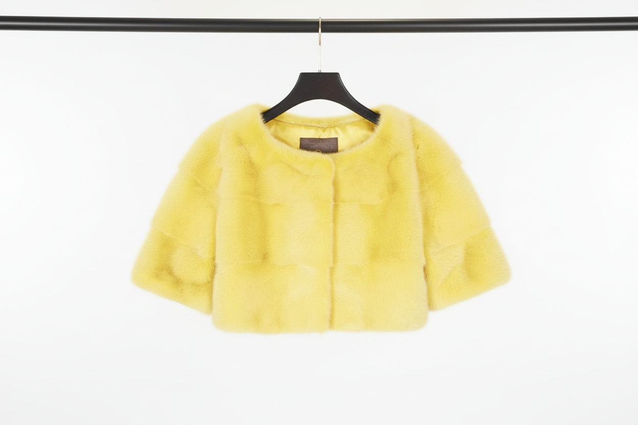 Sarah Mini Mink Fur Jacket Limone