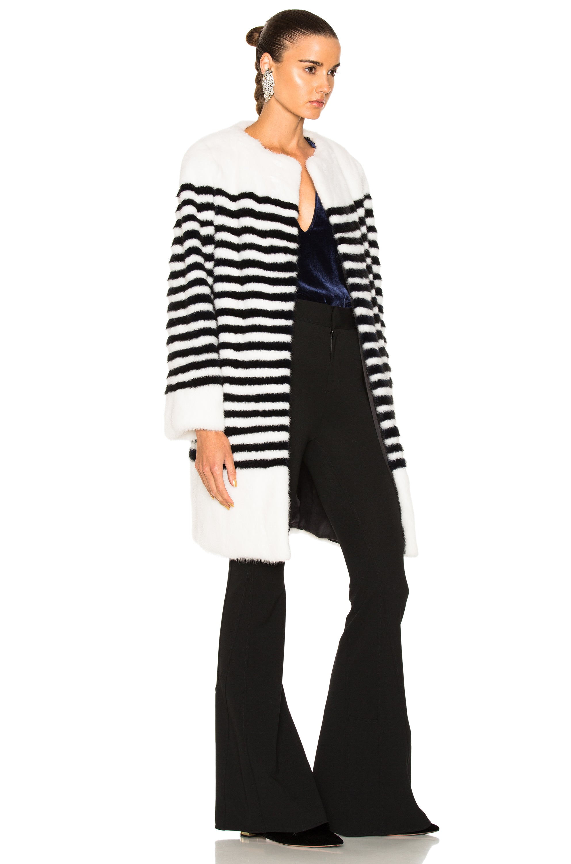 Marilena Striped Mink Fur Jacket