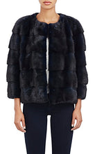Load image into Gallery viewer, Colour-Blocked Mink Fur Bomber Jacket Blu
