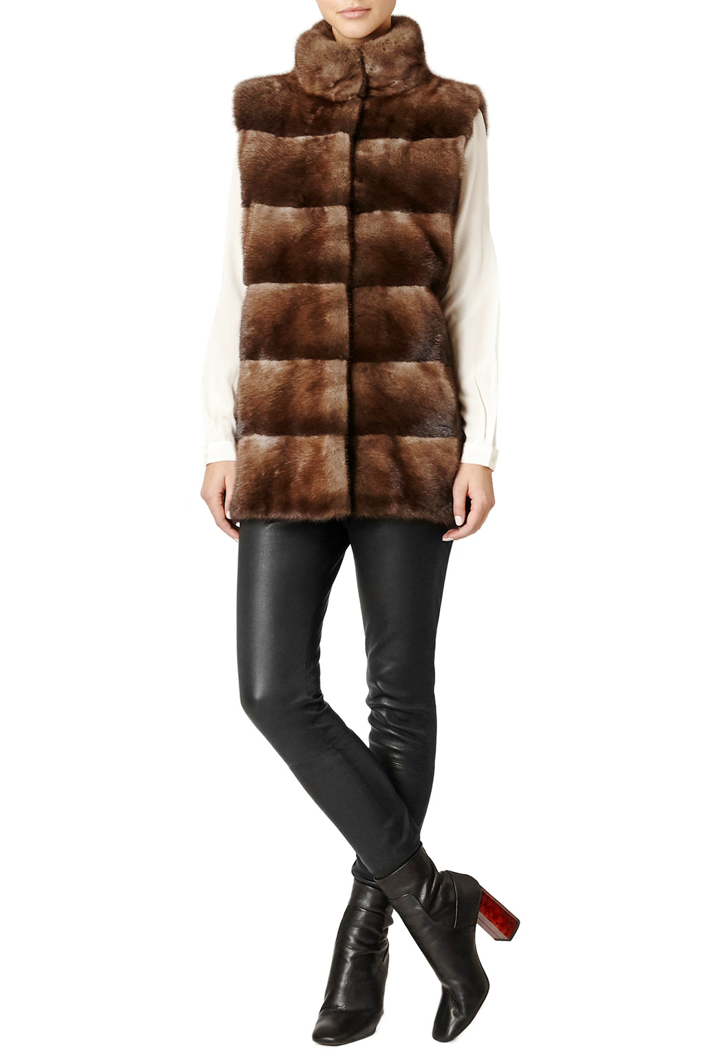alice womens mink vest 70cm Mahogany 5