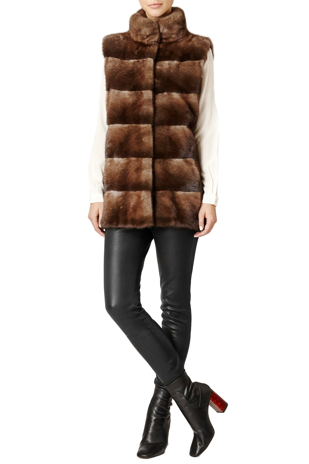 alice womens mink vest 70cm Mahogany 5