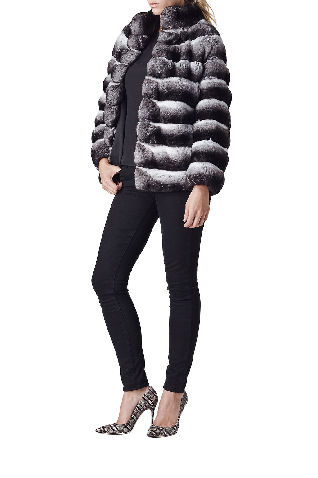 annie womens chinchilla fur jacket Natural Chinchilla 5