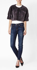Sarah Mini Mink Fur Jacket Anthracite (Dark Grey)