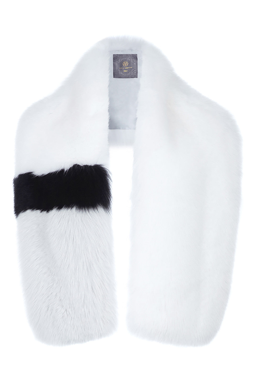 arabella womens striped fox fur scarf White & Black Striped Fox