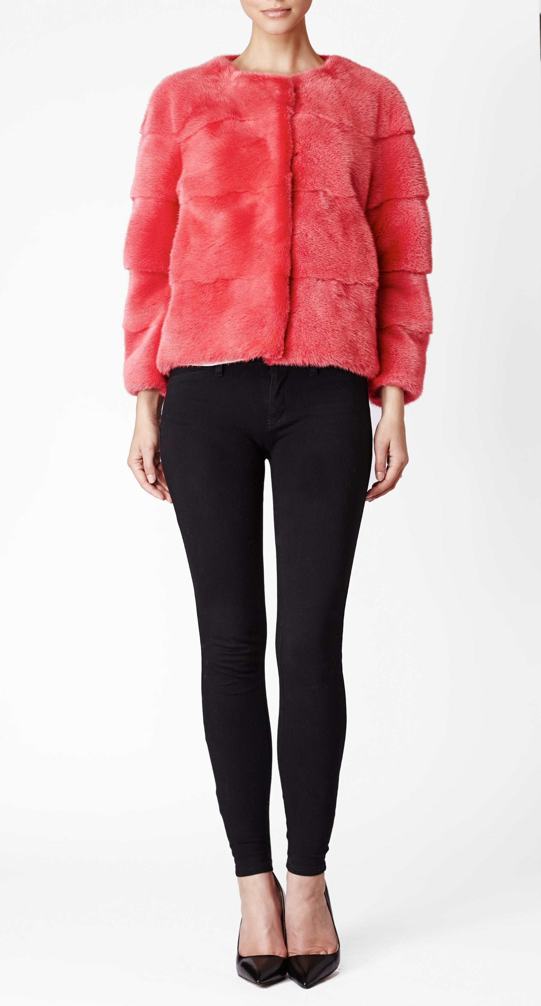 Sarah Mink Fur Jacket Fuxia