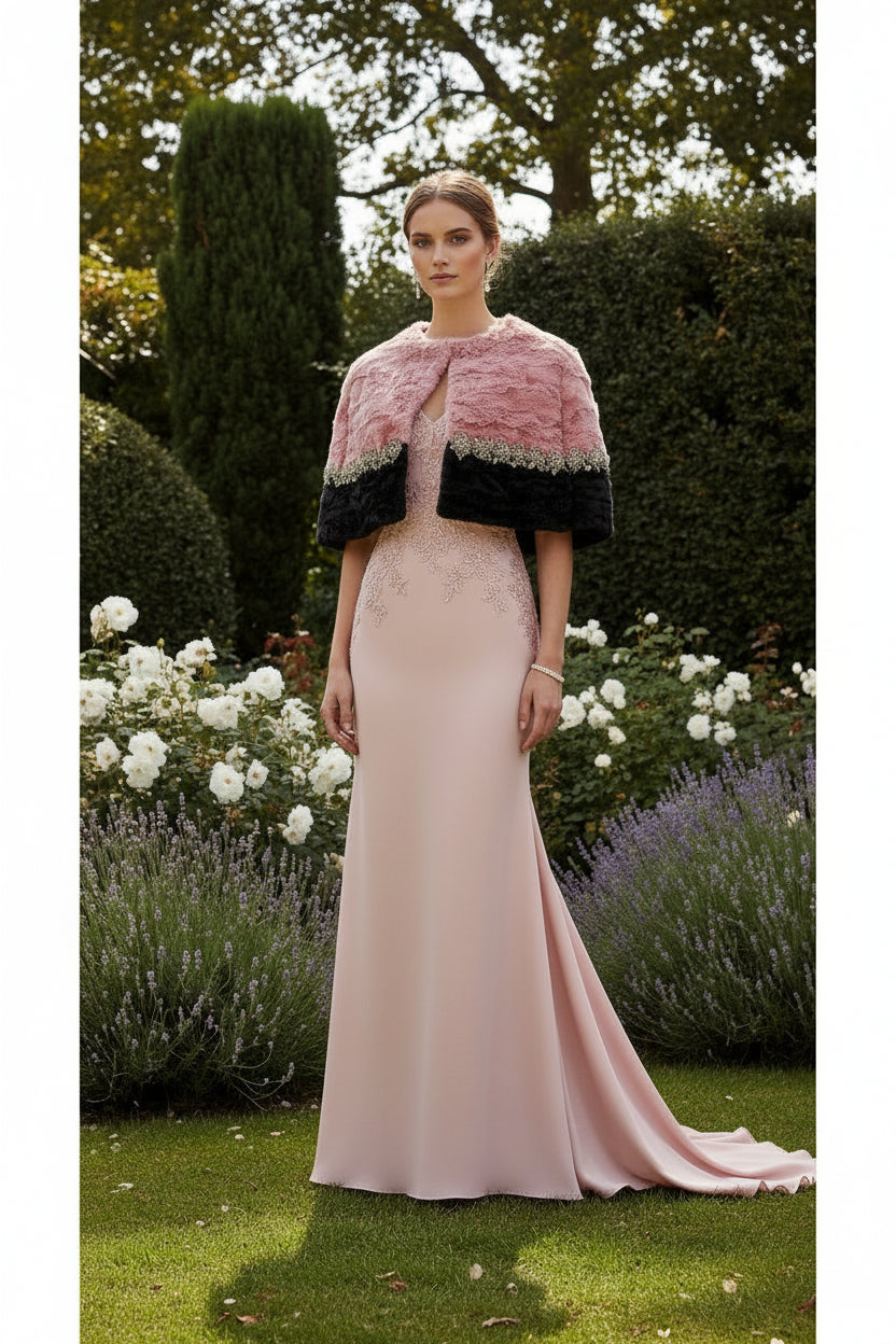 jackie womens astrakhan jacket Pink & Nero Astrakhan