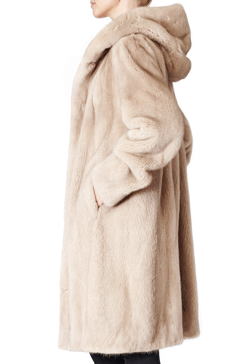 katie hoody womens mink hooded coat Sabbia 3