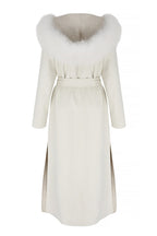 Lara jacket in cashmere with white fox collar hood bianco 2