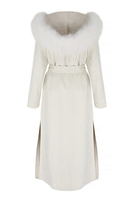 Load image into Gallery viewer, Lara jacket in cashmere with white fox collar hood bianco 2
