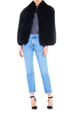 Arabella Blue Fox Fur Scarf Black