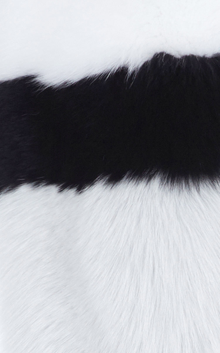 Arabella Striped Fox Fur Scarf Bianco