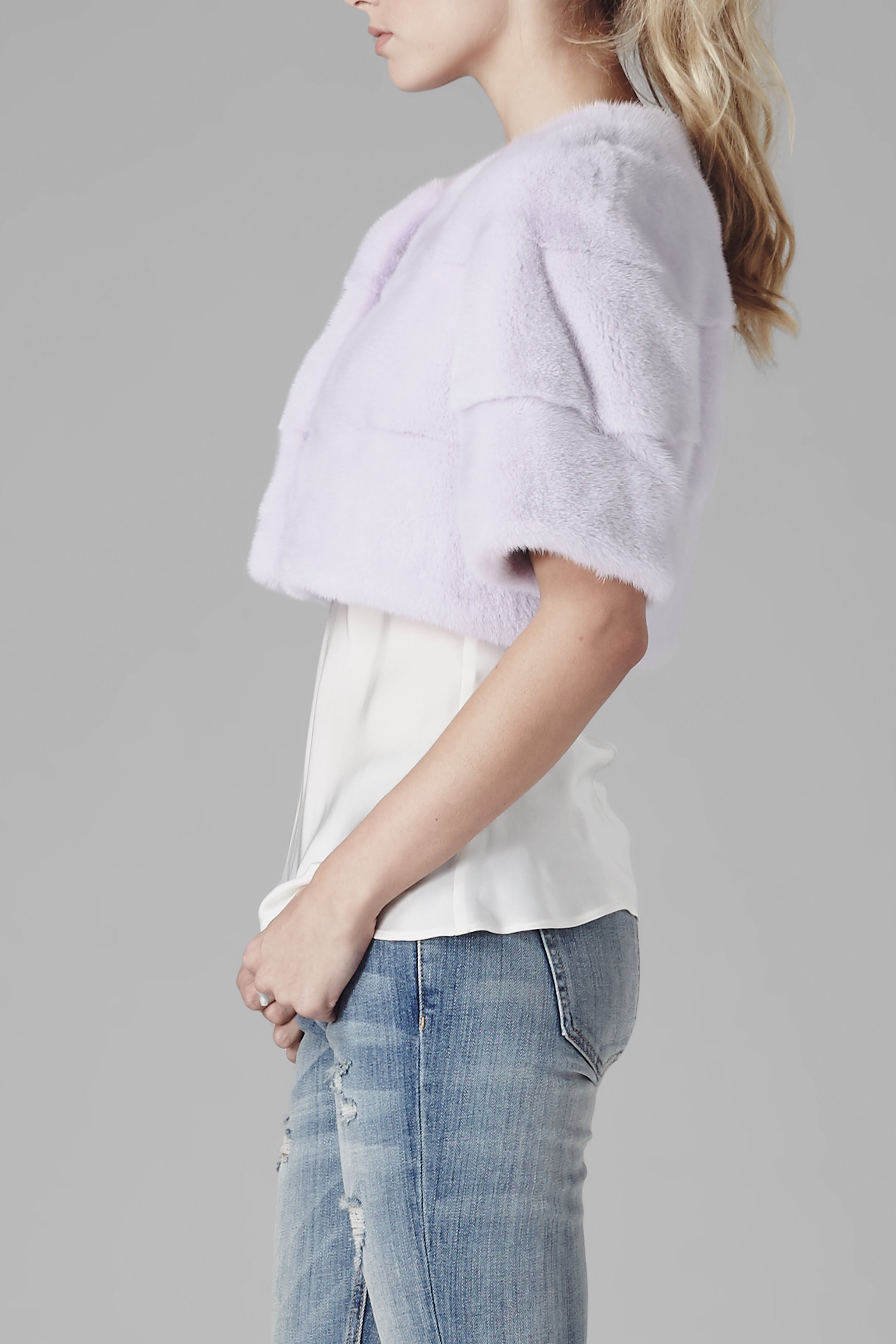 Sarah Mini Mink Fur Jacket Lavender