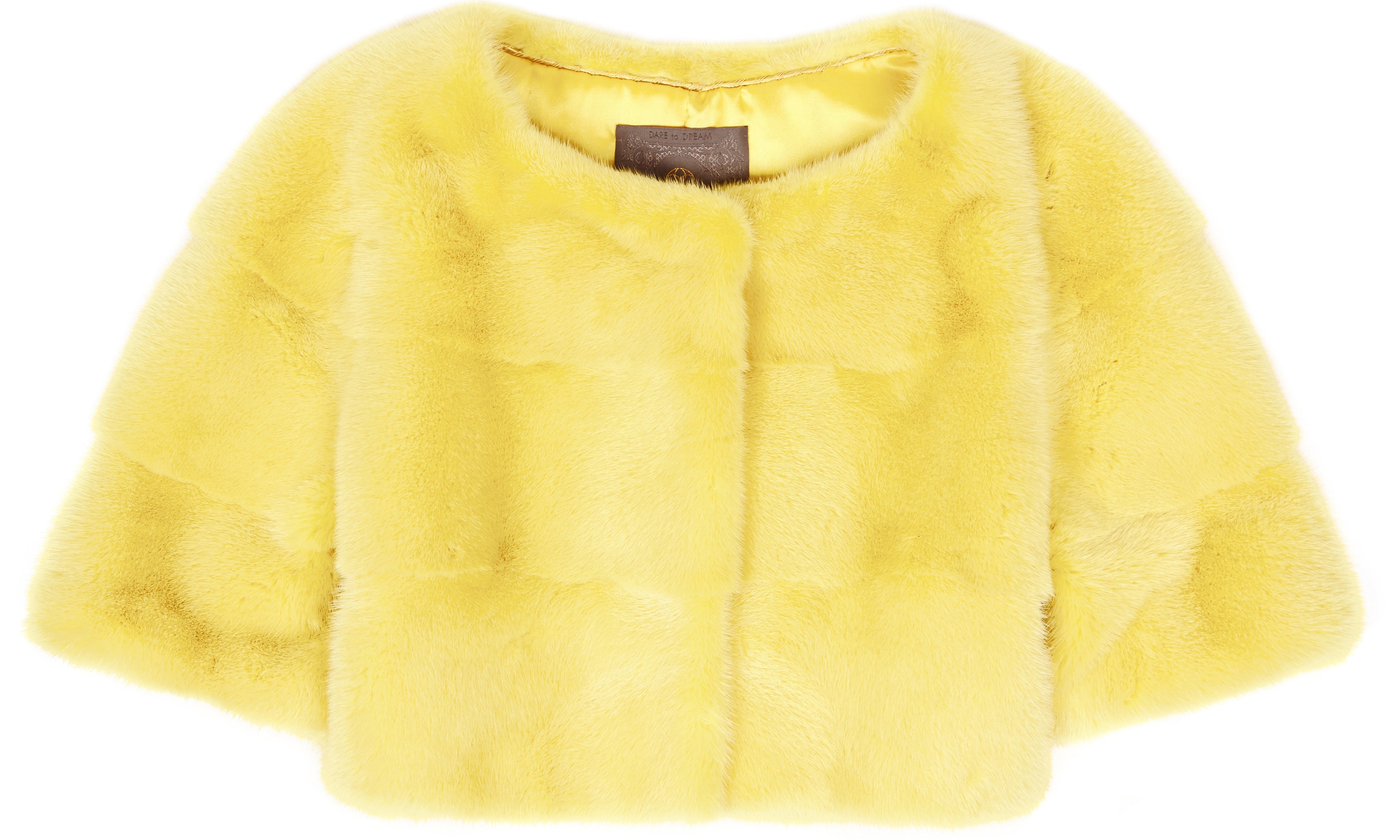 Sarah Mini Mink Fur Jacket Limone